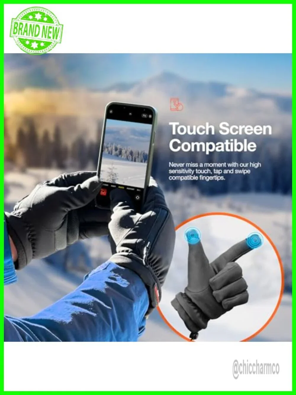 Winter Gloves with Hand-Warmer Pocket, -20°F, Fleece Lined, Touchscreen Tips